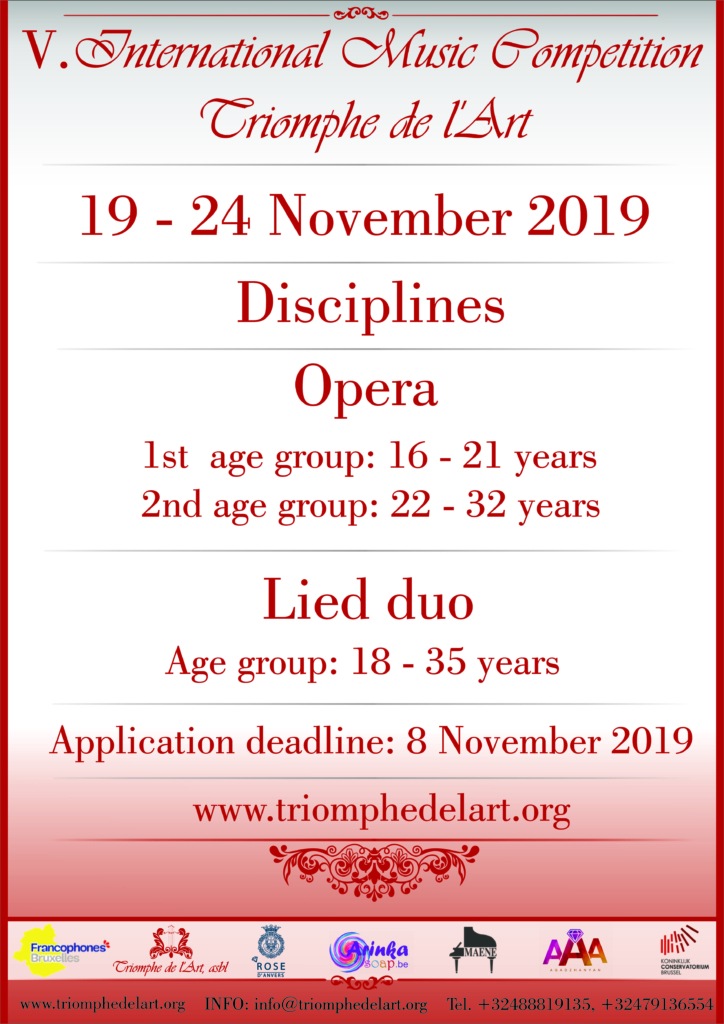 5th International Music Competition Triomphe de l'Art in disciplines Opera and Lied duo